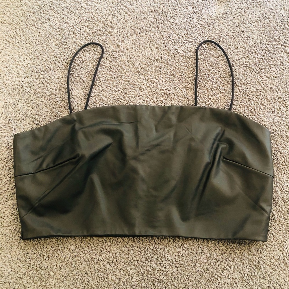 SHEIN Black Faux Leather Cropped Cami